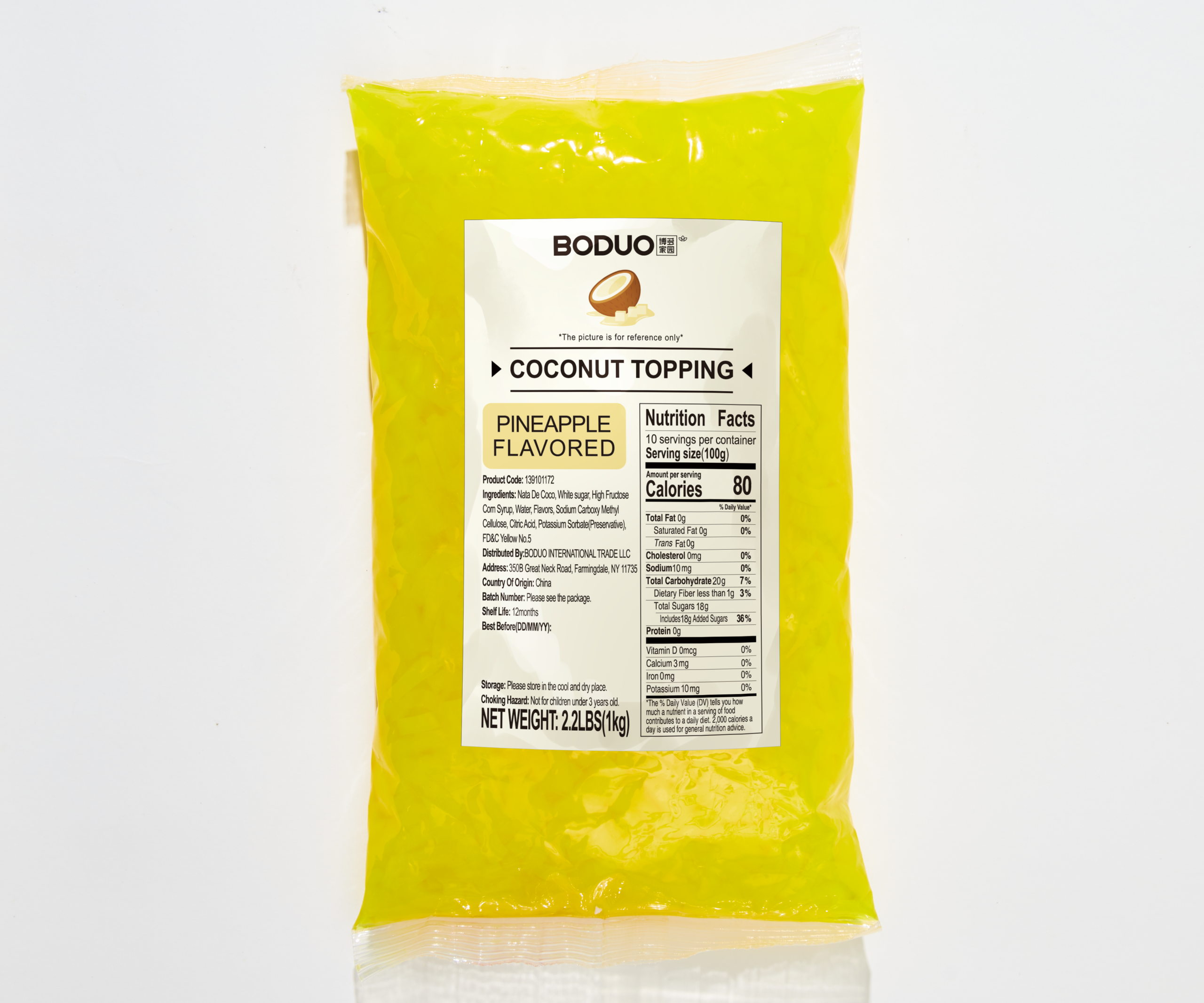 Pineapple Flavored Coconut Topping 条状凤梨味椰果 | 1 kg × 20 bags