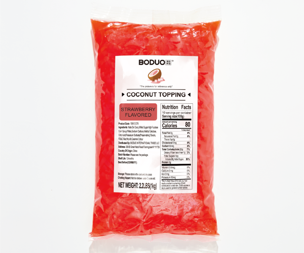 Strawberry Coconut Jelly 草莓味椰果 | 2.2 lbs × 20 bags / Carton