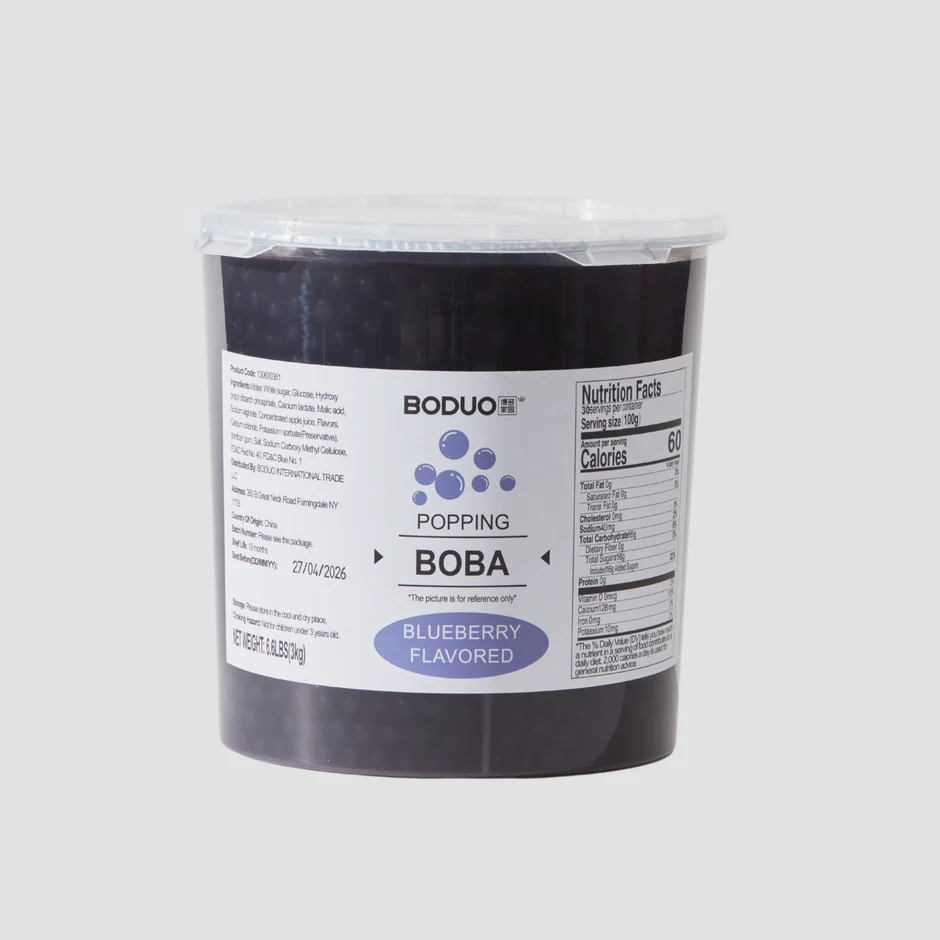 Blueberry Flavored Popping Boba 蓝莓风味球型果味酱 | 6.6 lbs × 4 buckets / Carton