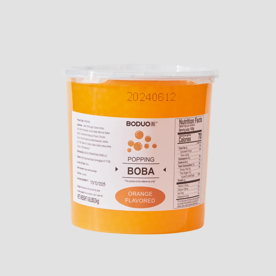 Orange Flavored Popping Boba 柳橙风味球型果味酱 | 6.6 lbs × 4 buckets / Carton