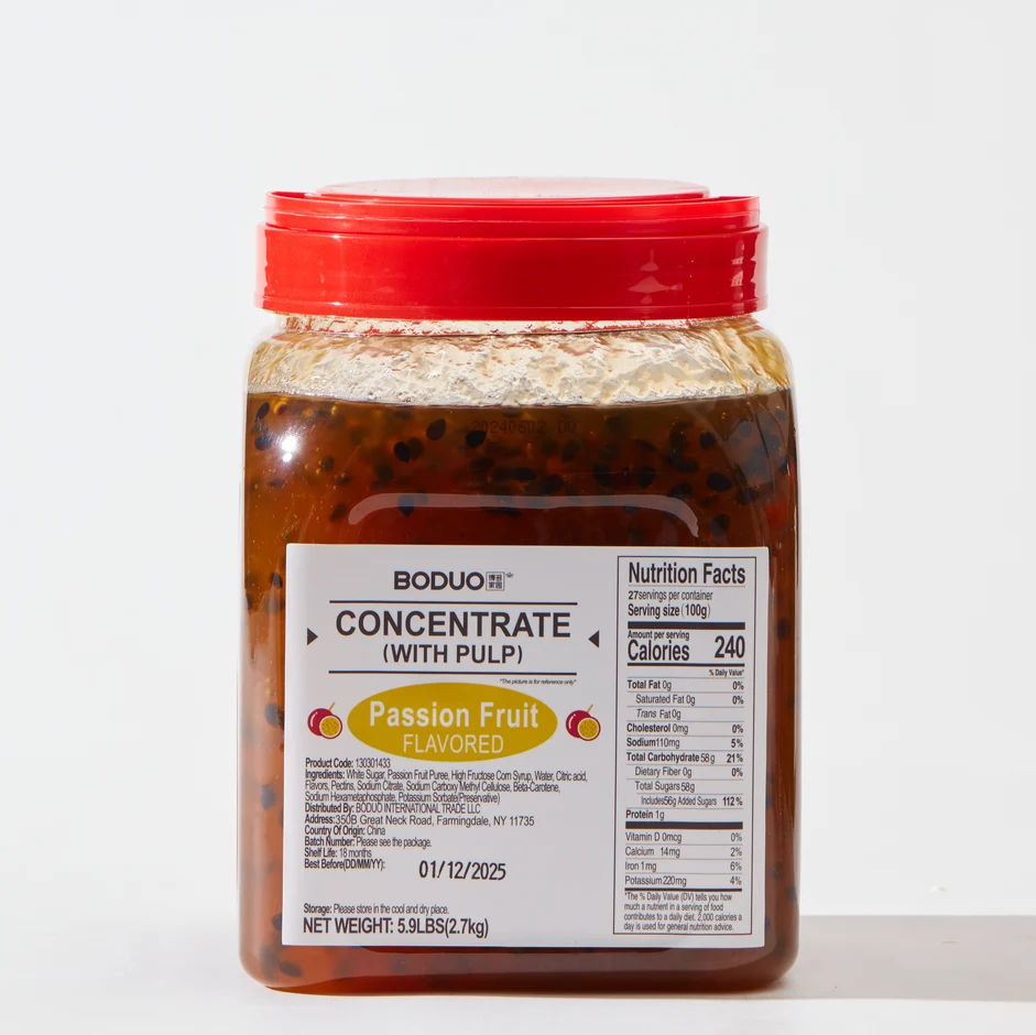 Passion Fruit Flavored Concentrate (With Pulp) 百香果风味饮料 | 5.9 lbs × 6 buckets / Carton