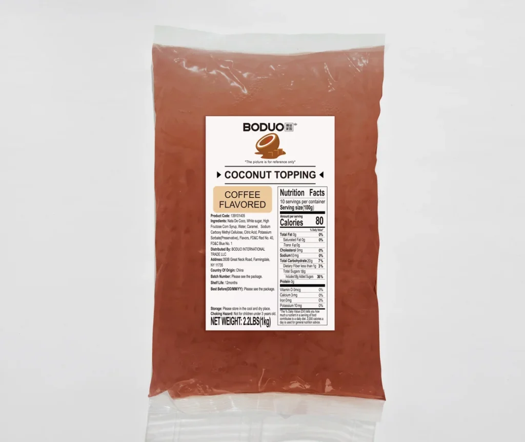 Coffee Flavored Coconut Topping 咖啡风味椰果 | 1 kg × 20 bags / Carton
